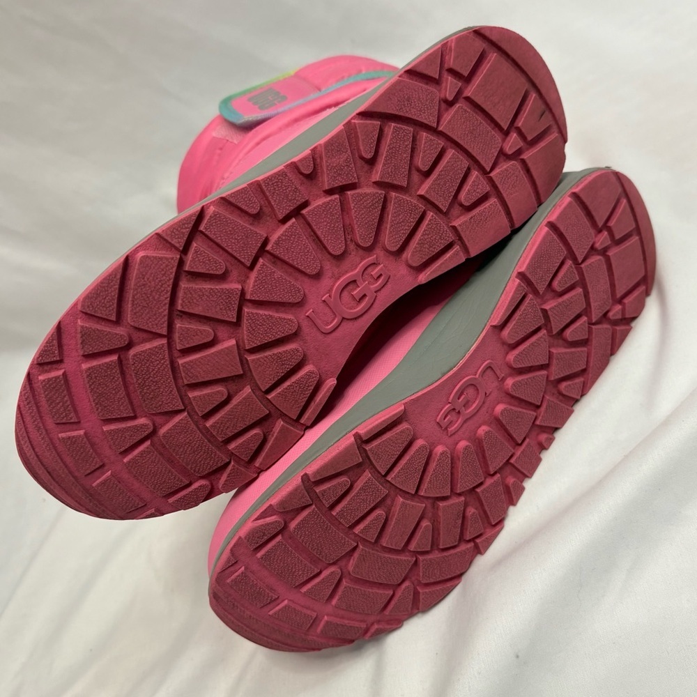 UGG Toty Weather Rainbow Waterproof Boots Pink Leather Nylon Sheepskin Insole - Picture 10 of 14